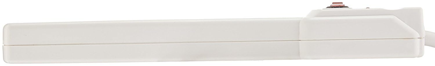 Amazon Basics Surge Protector Power Strip, 6-Outlet with 200J Protection, Circuit Breaker, LED Indicator, On/Off Switch, Wall-Mounting, 2ft Extension Cord, White, 2-Pack