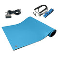 RubberStat Dual Layer ESD Compliant Workstation Rubber Table Mat Kit, Soldering, Cell Phone Repair, with Wrist Strap Set and Ground Cord - 48"x60" Blue
