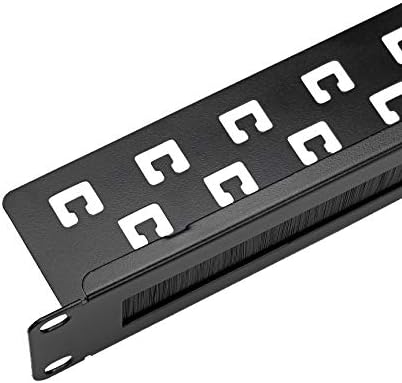 Navepoint 1U Rack Mount Cable Management Panel with Tidy Brush Slot for Cable Entry for 19-Inch Rack Or Cabinet Black