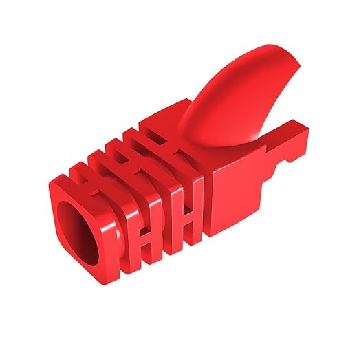 50 Pcs Cat5 Cat5E Cat6 Strain Relief Boot, RJ45 Plug Connector Cover Modular Network Plug Connector Cap Cable Connector Boots, Red