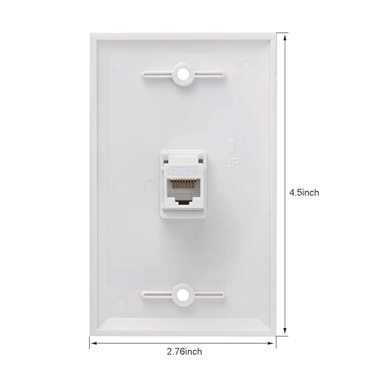 Ethernet Wall Plate, 1 Port Cat 6 RJ45 Keystone Female to Female Wall Plate Compatible with Cat7/6/6e/5/5e Ethernet Devices