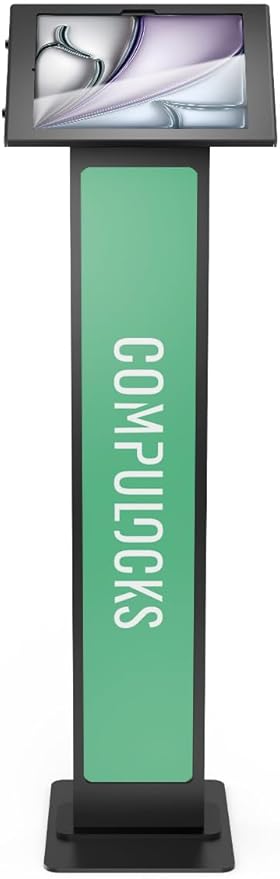 Compulocks iPad Air M2 & M3 13" Apex Enclosure Brandable Floor Stand – Secure Tablet Display Kiosk Mount, Digital Signage, POS Display - Black