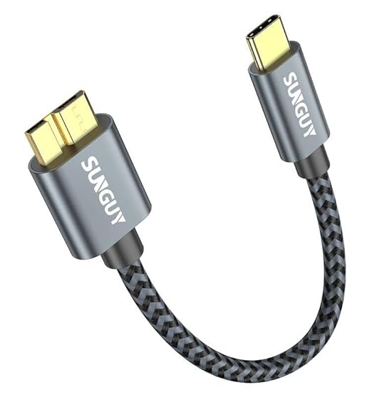 SUNGUY 10Gbps Micro B to USB C Hard Drive Cable 0.5FT, USB 3.1 USB C to Micro B, High-Speed External Hard Drive USB C Cable for iPhone 16/15 Series, MacBook Pro/Air, iPad, WD Toshiba Westgate Seagate