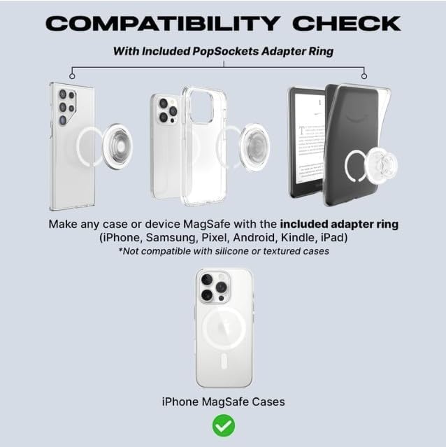 PopSockets Phone Grip for MagSafe with Kickstand, Magnetic Stand, Swappable Top, Secure Hold for iPhone MagSafe Cases, Phone & Tablet Grip - Soft Touch Fatigue
