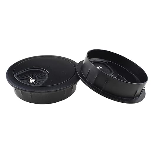 HAHIYO 2Pcs 2Inch/50mm Black Zinc Alloy Desk Grommet Wire Grommet Cable Management Cord Hole Cover Desk Wire Hole Insert Wire Organizer for Computer Office Home School Equipment Systems