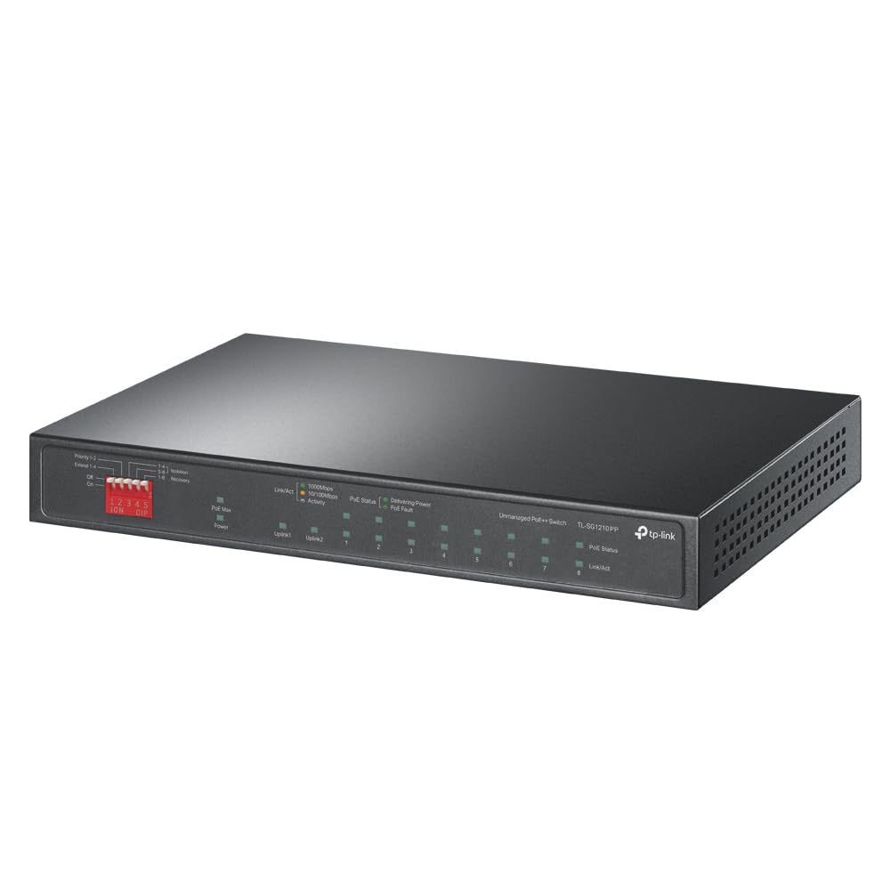 TP-Link TL-SG1210PP, 8 Port Gigabit PoE Switch, 6 PoE+ 2 PoE++ Ports, 123W