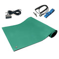 RubberStat Dual Layer ESD Compliant Workstation Rubber Table Mat Kit, Soldering, Cell Phone Repair, with Wrist Strap Set and Ground Cord - 30"x60" Green