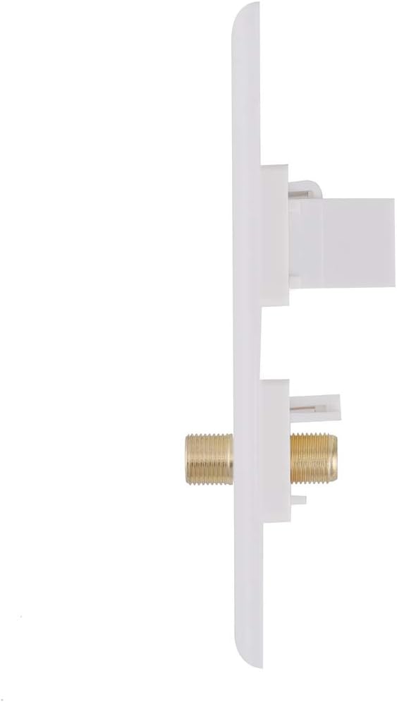 HDMI Wall Plate, 1 Port 4K HDMI Keystone to Female, 1 Port F Type Connector Coax Keystone to Female Wall Plate-White