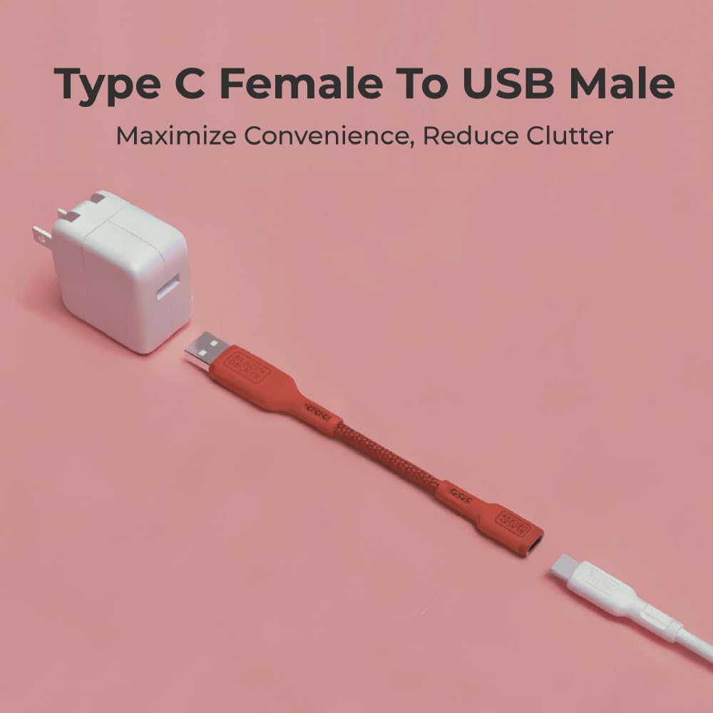 BLACK+DECKER USB C to USB Adapter [2 Pack] Type C Female to USBA, Coral