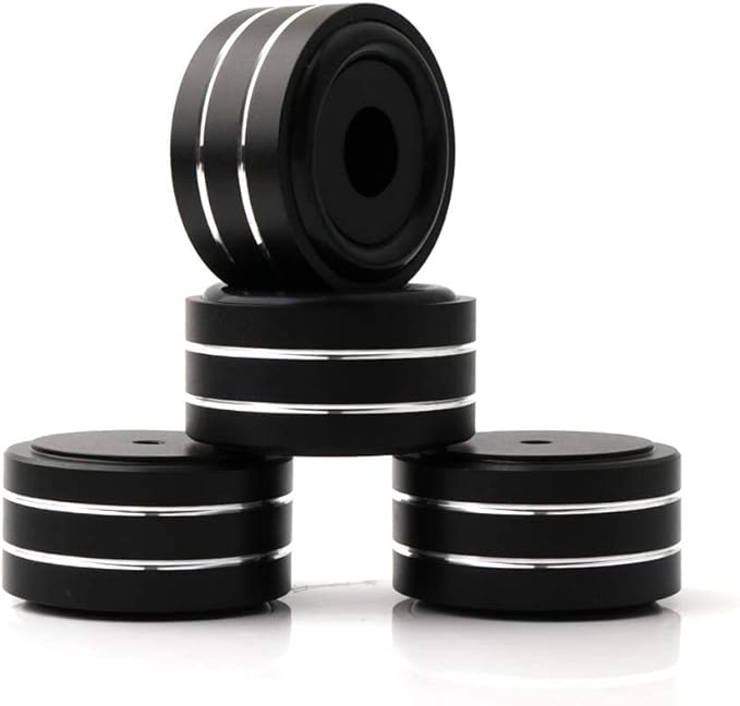 Monosaudio 4Pcs 40x20mm Speaker Isolation Feet Single-sided 3M Adhesives Speaker Spike Pads with Non-Slip Rubber Rings for Audio,Speakers, Subwoofers, Home Theater, Turntable DAC Feet Pad(Black Color)