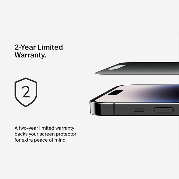 Belkin Privacy Tempered Glass Screen Protector for iPhone 13 and 13 Pro, Treated Surface with Anti-Fingerprint Coating and Bubble Free Application with Included Easy Align Tray