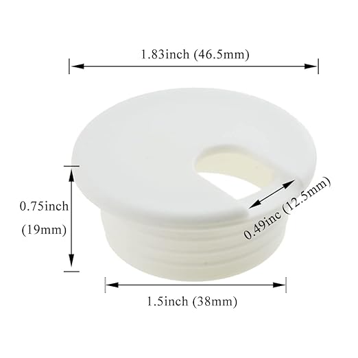 HAHIYO 2Pcs 1.5Inch/38mm White ABS Plastic U-Shaped Desk Grommet Wire Grommet Cable Management Cord Hole Cover Desk Wire Hole Insert Wire Organizer for Computer Office Home School Equipment Systems
