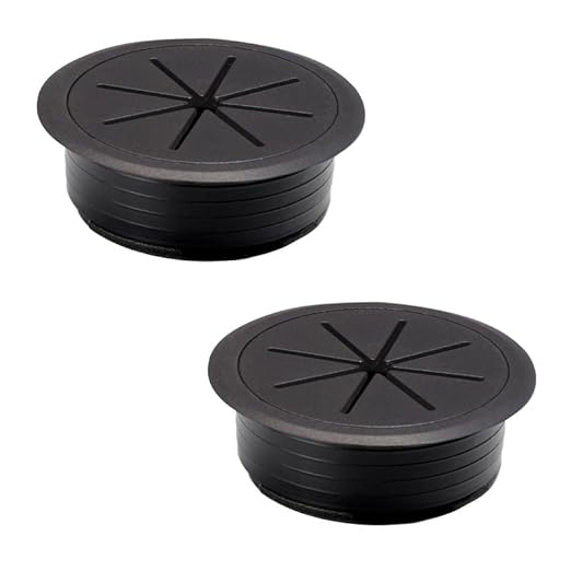 2 Pcs Desk Grommet 3-1/8" / 80 mm, Desk Hole Cover for Cables Black, Cable Grommet ABS Plastic, Desk Hole Grommet for Home & Office Pc, Detachable Cable Cord Organizer