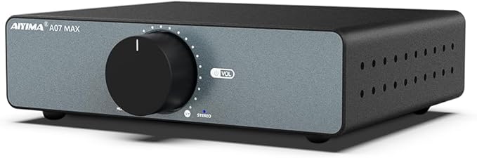 AIYIMA A07 MAX 2 Channel Stereo Amplifier Home Audio 300W*2 TPA3255 Class D Power Amp/Bridgeable Mono Amplifier 600 Watt with 3.5mm Line Output for Passive Bookshelf Speakers+DC36V 6A Power Adapter