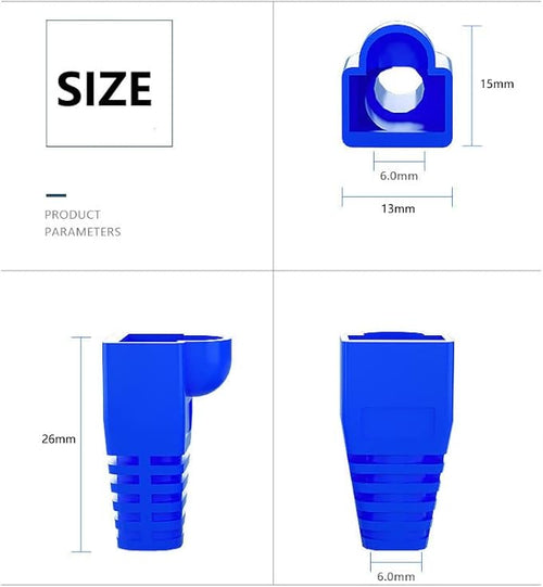50 Pcs Cat5 Cat5E Cat6 Strain Relief Boot, RJ45 Plug Connector Cover Modular Network Plug Connector Cap Cable Connector Boots, Yellow