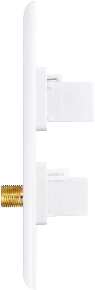 HDMI Coax Ethernet Wall Plate, 2 Port 4K HDMI Keystone, 1 Port Coax Keystone, 1 Port CAT6 Keystone Wall Plate