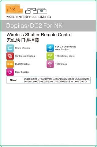 Pixel 2.4G Wireless Remote Control DC2 Remote Shutter Release Compatible with Nikon MC-DC2 Z7 Z7II Z6 Z6II Z5 D5600 D3300 D5000 D5100 D5200 D5300 D90 D7000 D7100 D7200 D7500 D780 D610 D750 P7700 P7800