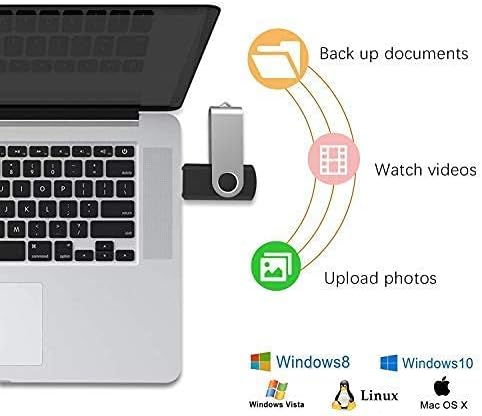 JUANWE 16GB USB Flash Drive 50 Packs, Bulk Thumb Drives FAT32 Foldable 360°Swivel Memory USB Sticks with Lanyard Hole, Jump Drive Mutipack Pen Drive Zip Drive Portable Flashdrive for PC/Mac, Black