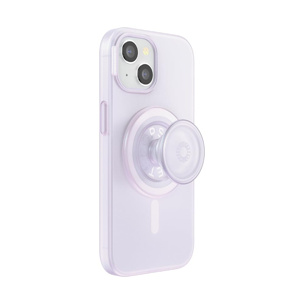 PopSockets iPhone 15 Phone Case with MagSafe, Wireless Charging Compatible, White - Opalescent Clear