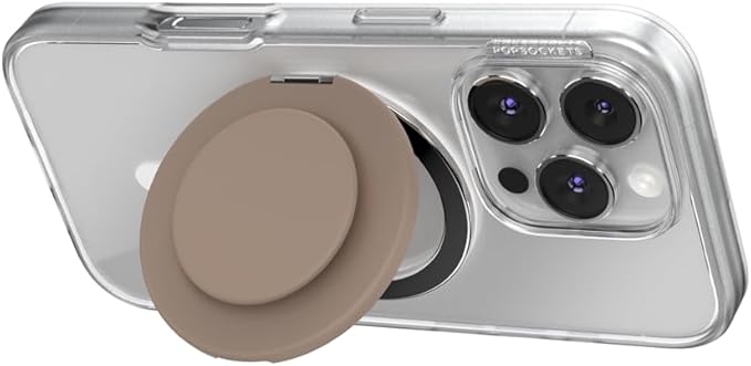 PopSockets Kick-Out Grip for MagSafe, Phone Grip with Built-in Phone Stand, Adjustable Kickstand for Portrait or Landscape, Strong Magnetic Hold, Wireless Charging Compatible - Latte