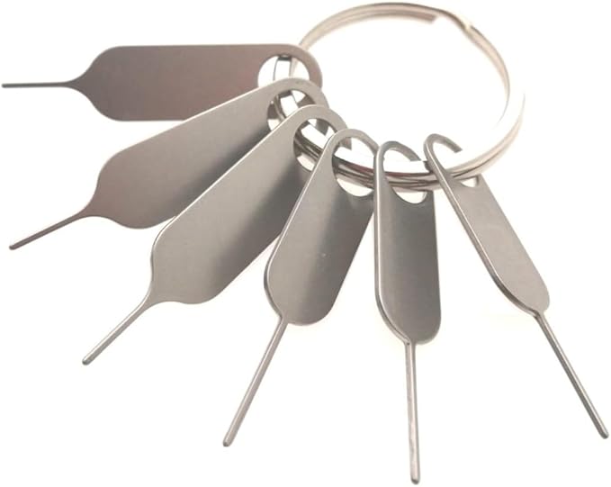 6 Pack PHONSUN Universal Sim Card Tray Removal Tool SD Opening Eject Pin fits Keyring for iPhone iPad Samsung Galaxy Google Pixel Motorola Phones - 3 Small and 3 Large