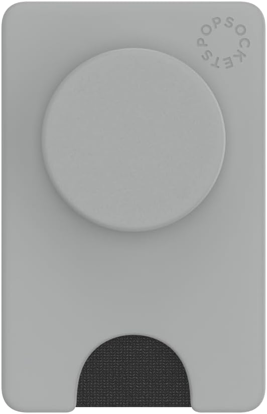 PopSockets Phone Wallet with Expanding Kickstand, Phone Card Holder - Tech Grey