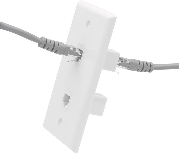 VCE 2-Port Ethernet Wall Plate (UL-Listed), CAT6 Wall Plate and Jack, RJ45 Keystone Wall Outlet with Single Gang Low Voltage Mounting Bracket, White 2-Pack
