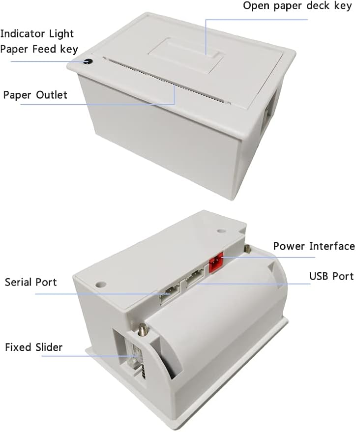 PRIMUZ Micro Thermal Printer Ticket Serial Port Printer Module Can Be Docked with Arduino/ESP32, Supporting Secondary Development TTL/RS232 White