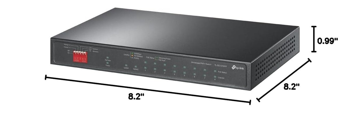 TP-Link TL-SG1210PP, 8 Port Gigabit PoE Switch, 6 PoE+ 2 PoE++ Ports, 123W