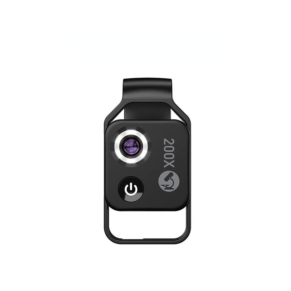 200X Magnification Microscope Lens withCPL Mobile LED Light Micro Pocket Macro Lenses for iPhone Samsung All Smartphones (Black with CPL)