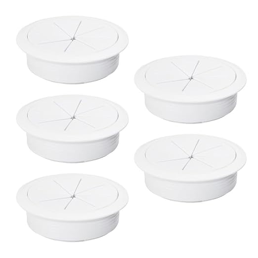 5 Pcs Desk Grommet 2-3/8" / 60 mm, Desk Hole Cover for Cables White, Cable Grommet ABS Plastic, Desk Hole Grommet for Home & Office Pc, Detachable Cable Cord Organizer