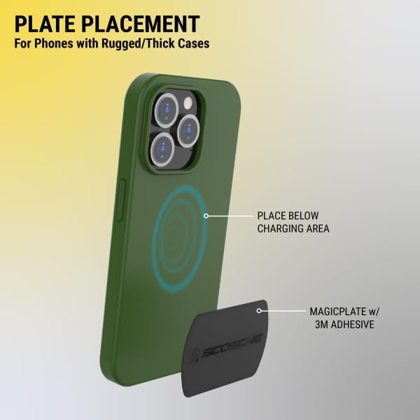 Scosche MPLT44THK2-BP0 MagicMount Replacement Metal Plate Kit for Phone, Extra Strong Thick Metal Plates for Magnetic Mount Cell Phone Holder for Car, Universal with All Devices, Phone Case, Black XL
