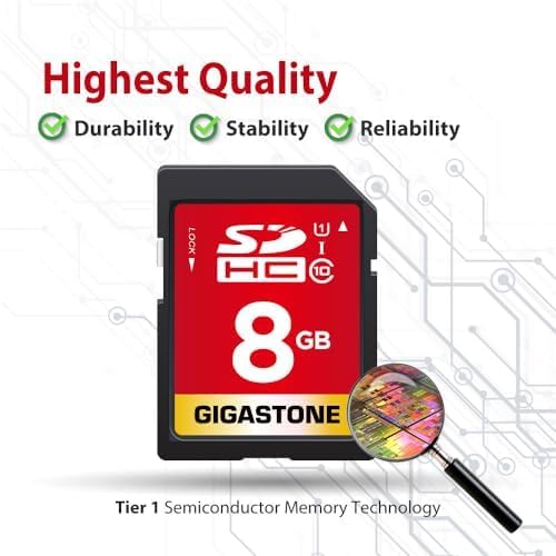 GIGASTONE 8GB SD Card 100-Pack UHS-I U1 Class 10 SDHC Memory Card Full HD Video Canon Kodak Olympus Digital Camera, with 100 Mini Cases