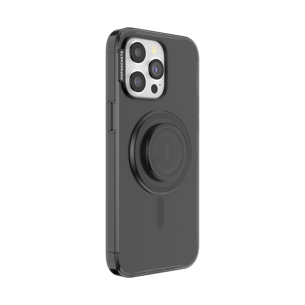 PopSockets iPhone 15 Pro Max Phone Case with MagSafe, Wireless Charging Compatible, Black - Translucent Black