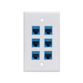 Cat 6 Ethernet Wall Plate 6 Port Blue