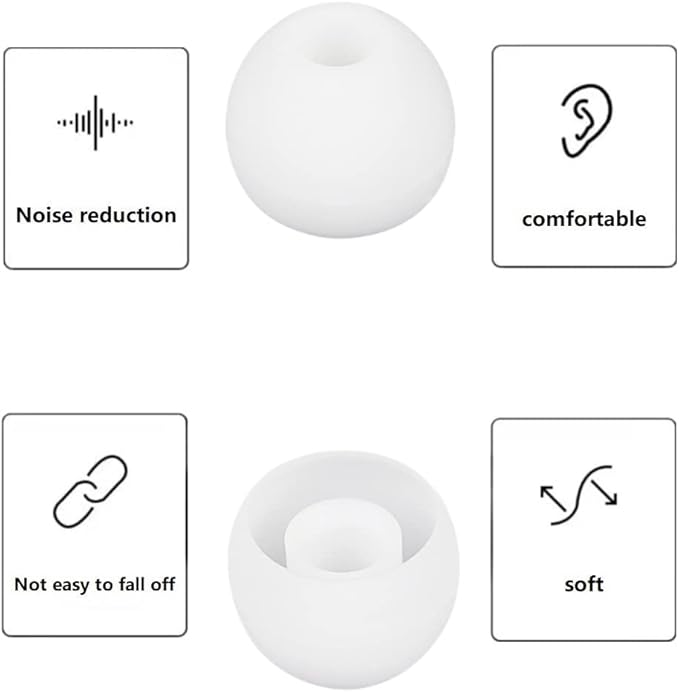 36 Pieces Small Earbud Tips Soft and Comfortable Silicone Earbud Tips Ear Bud Replacement Pieces Silicone Fit Most in-Ear Headphones，Inner Hole 3.8mm -5.5mm，Small White Replacement Eartips