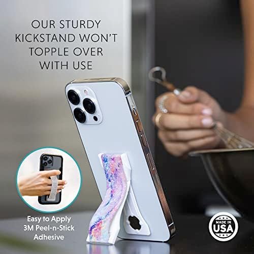 LOVEHANDLE PRO Premium Phone Grip - Silicone Phone Strap - Magnetic Phone Mount and Kickstand for Smartphone and Tablet - USA Flag