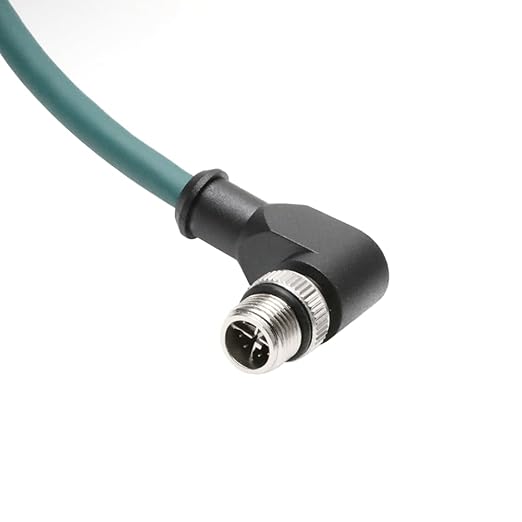 Alvin's Cables M12 X-Code 8 Pin Male to RJ45 Ethernet Cable for Cognex Keyence Camera, High-Flex Cat6a Cable for Industrial Automation, Fieldbus Module, Robotics, Right Angle 26.2ft/8m Green