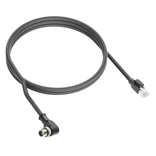 Alvin's Cables M12 X-Code 8 Pin Male to RJ45 Ethernet Cable for Cognex Keyence Camera, High-Flex Cat6a Cable for Industrial Automation, Fieldbus Module, Robotics, Right Angle 3.3ft/1m