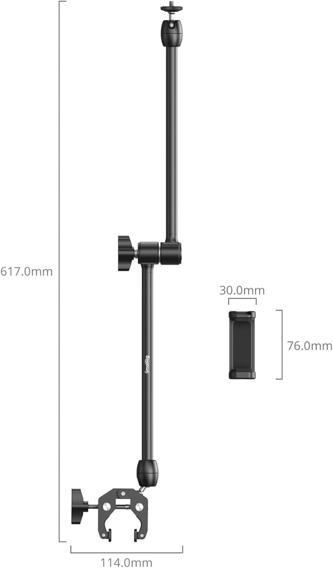 SMALLRIG Desktop Magic Arm Support with Crab-Shaped Clamp Kit, Aluminum Alloy, 24.3x4.5x1.1 in, 0.6lb Payload, for Smartphones, Webcams, Action Cameras, 5624