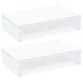 TEAMIX White Monitor Stand Riser - 2 Pack, Wood 2 Tier Adjustable Dual Monitor Riser for Laptop/PC Computer Stand for Desk