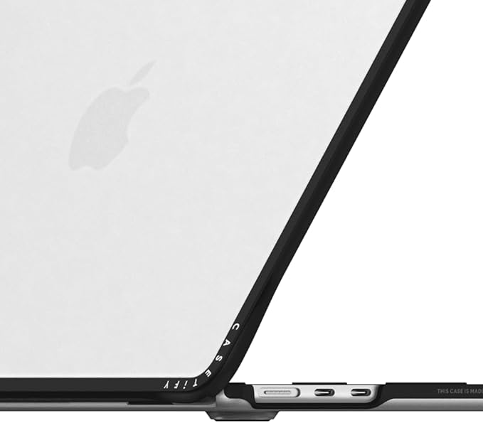 CASETiFY Impact MacBook Air 13.6" (M2-M4) Case [Cushioned Impact Corners/Scratch-Resistant/Anti-Slip Grip] - Strawberry Daisy - Clear Black