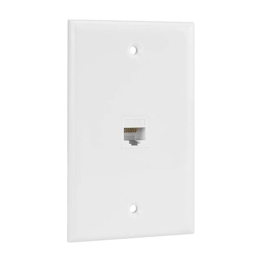 Ethernet Wall Plate, 1 Port Cat 6 RJ45 Keystone Female to Female Wall Plate Compatible with Cat7/6/6e/5/5e Ethernet Devices