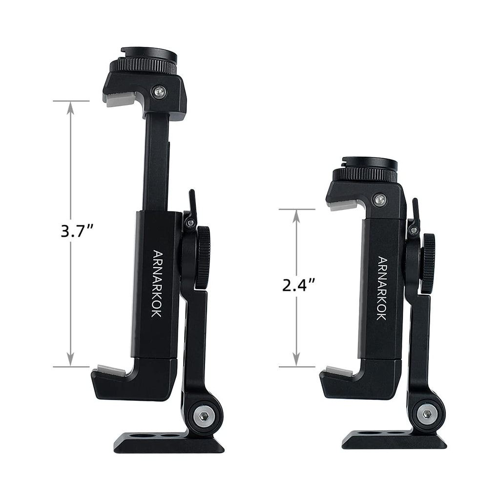 Arnarkok Metal Phone Tripod Mount with Rotatable Cold Shoe Mount