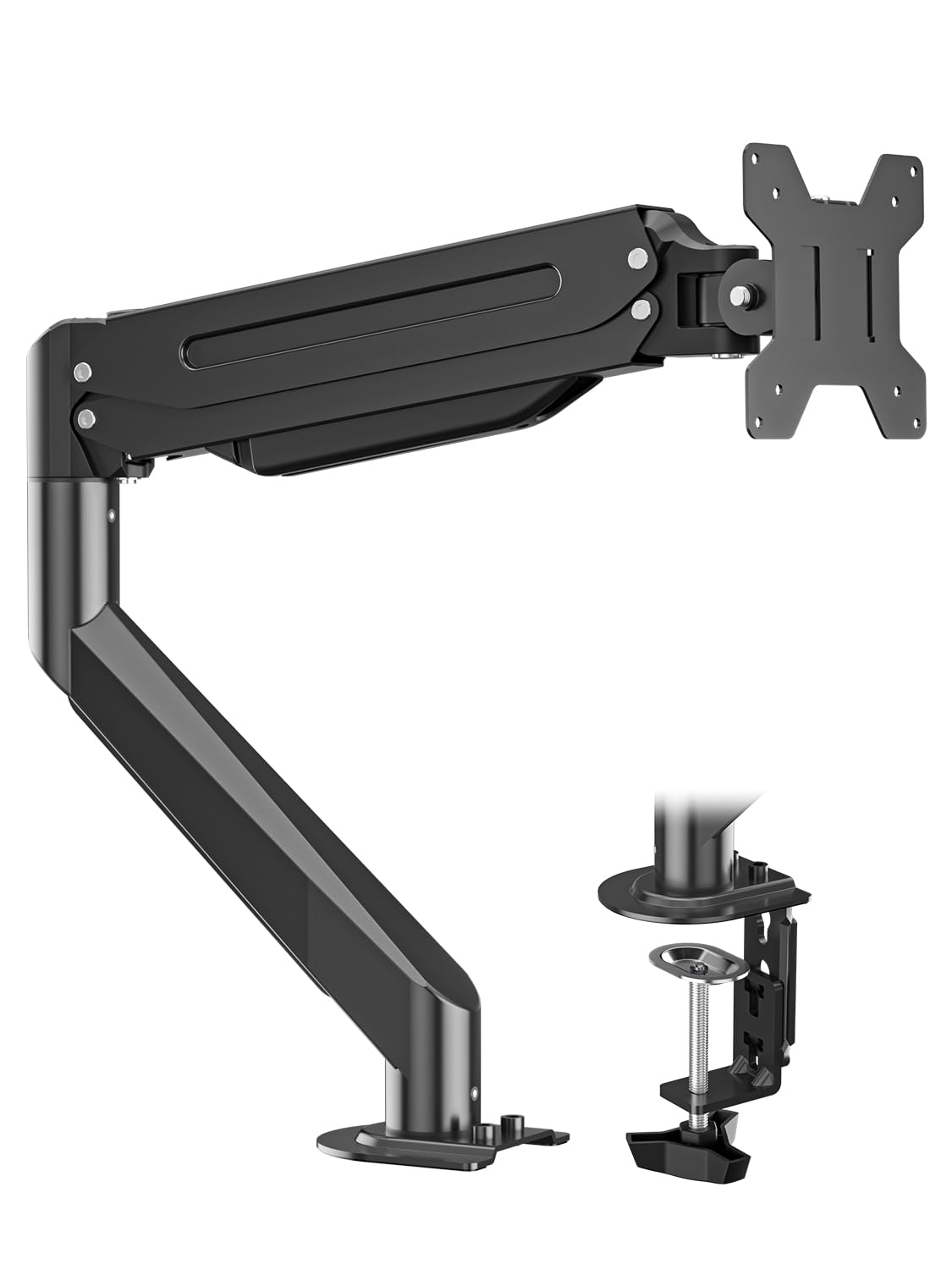 Suptek Monitor Mount Gas Spring Monitor Arm Desk Mount Fully Adjustable Fits 17 20 22 23 24 26 27 32 35 inch Monitors Weight Capacity up to 24.25 lbs, White