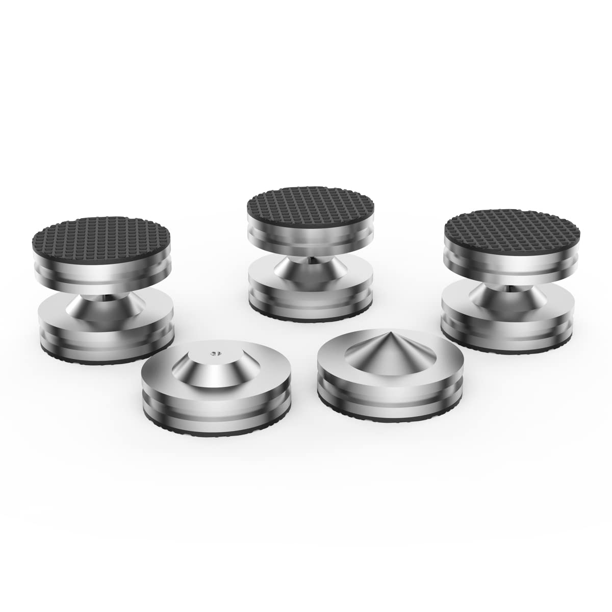 Audiocrast 4X HiFi Speaker Spikes, Isolation Stand Feet Pad, Stainless Steel Shock Absorber Vibration Dampener with Non-Slip Mats for Audio Speaker Subwoofer CD DVD Amplifier Turntable DAC