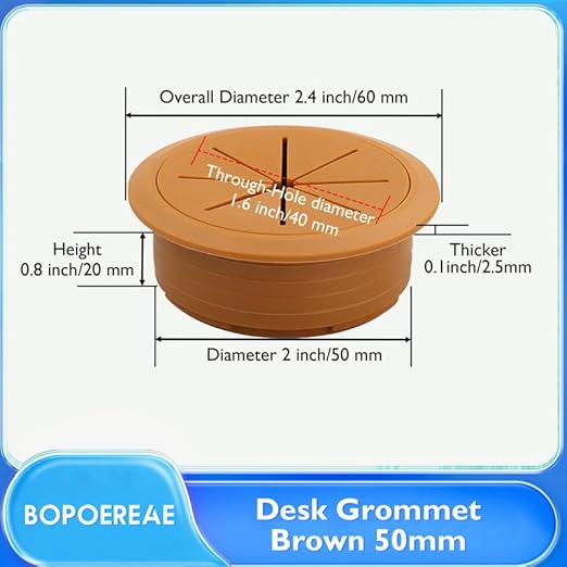 BOPOREAE 2 Pcs Desk Grommet 2" (50mm), Desk Hole Cover for Cables