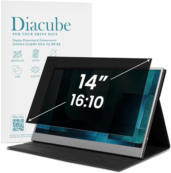 DIACUBE 15.6 Inch Computer Privacy Screen Filter for 16:9 Aspect Ratio Widescreen Desktop PC LED Monitor – Compatible with Curved Monitors - Eye Protection | Anti-UV | Anti-Glare, Anti Spy Screen Protector Film
