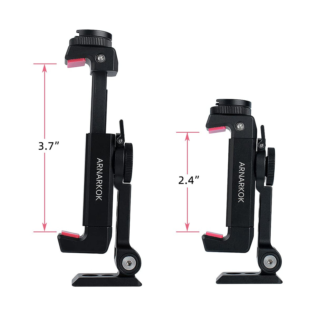Arnarkok Metal Phone Tripod Mount with Rotatable Cold Shoe Mount