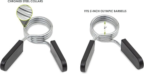 2Pcs Black 2 Inch Barbell Clamps, Stainless Steel Spring Collar Clips Weight Bar Clamps Dumbbell Barbell Handle Locking Clip for Weightlifting Strength Gym Fitness Training Accessories, Collars